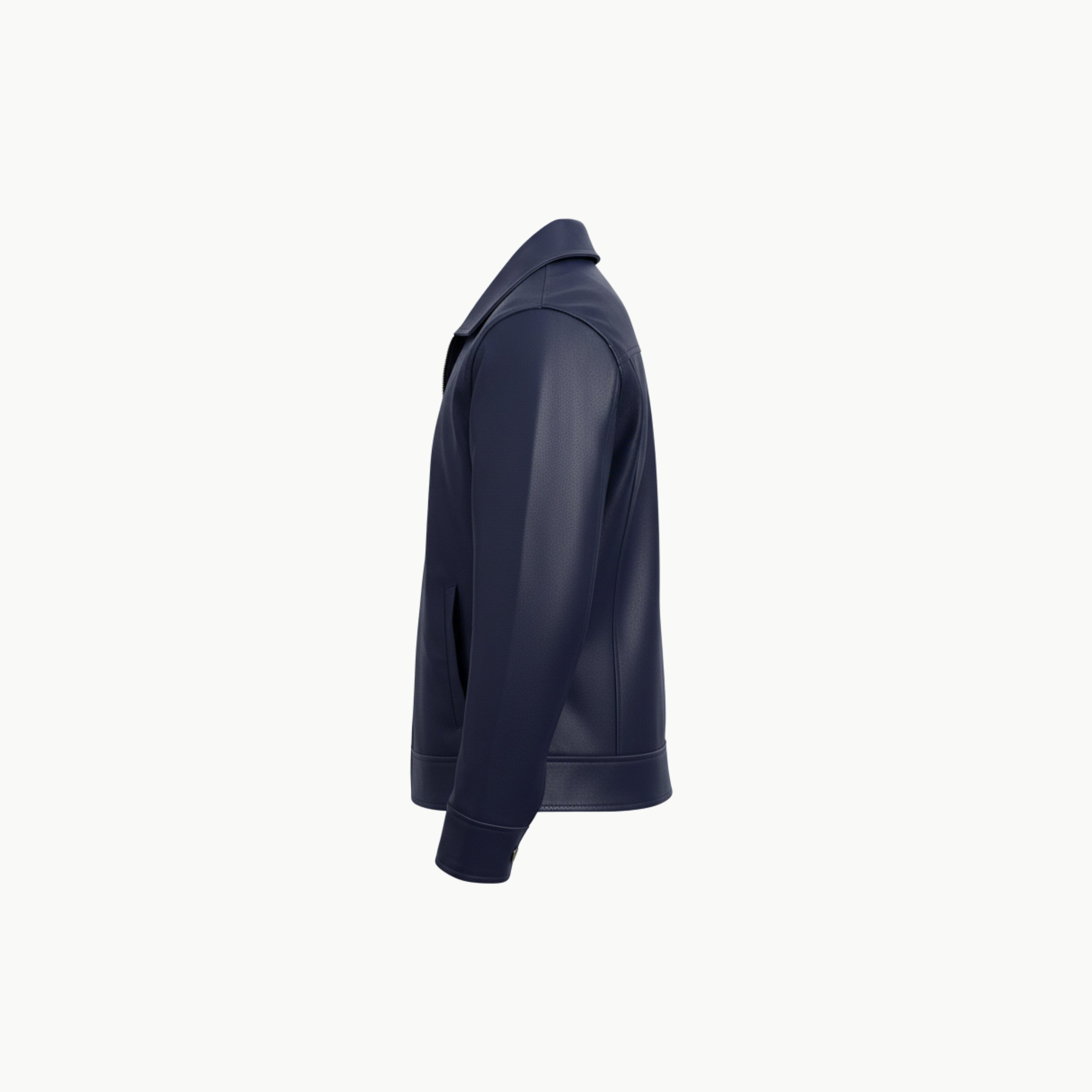 Navy Blue Faux Leather Jacket