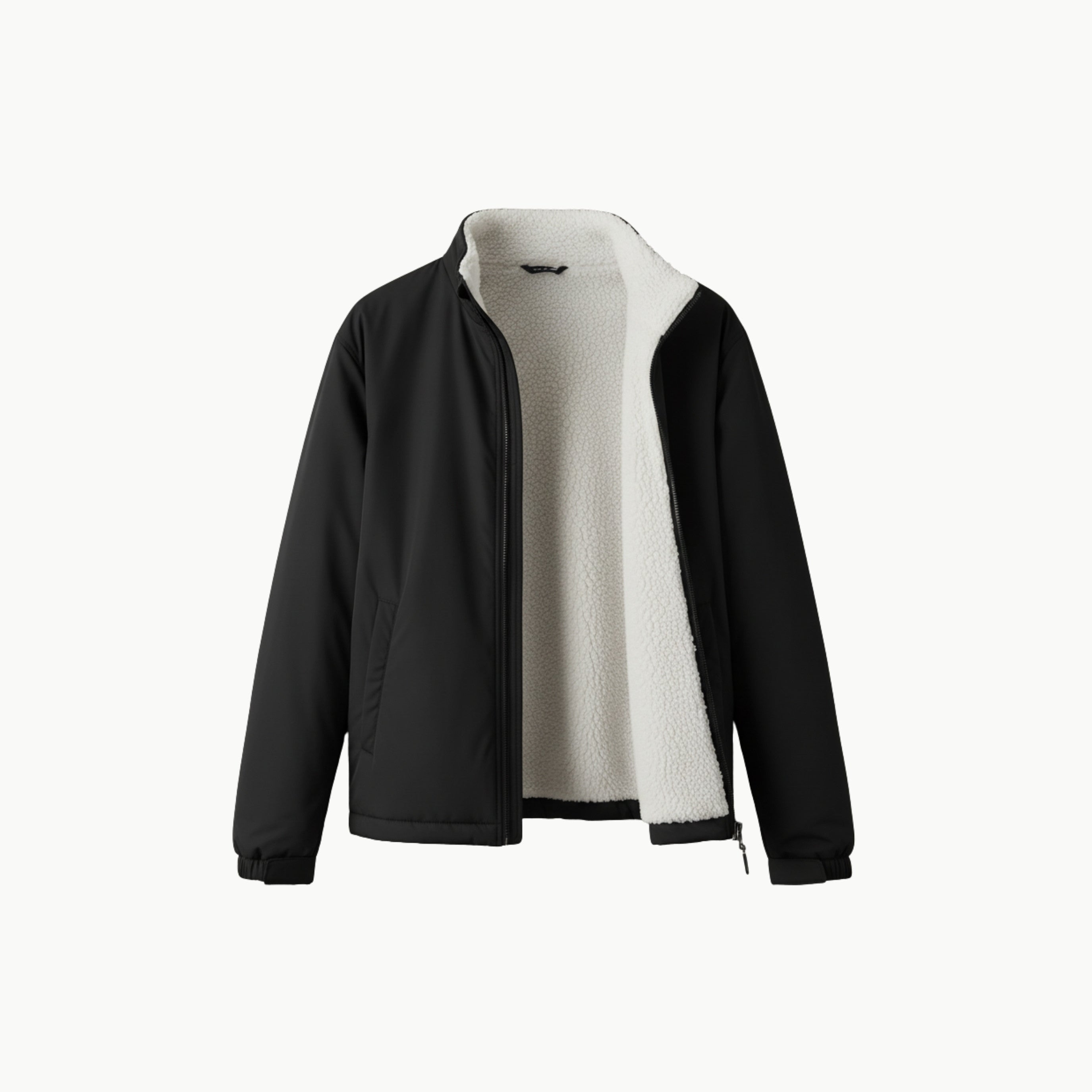 Reversible Puffer Sherpa Jacket Black & White