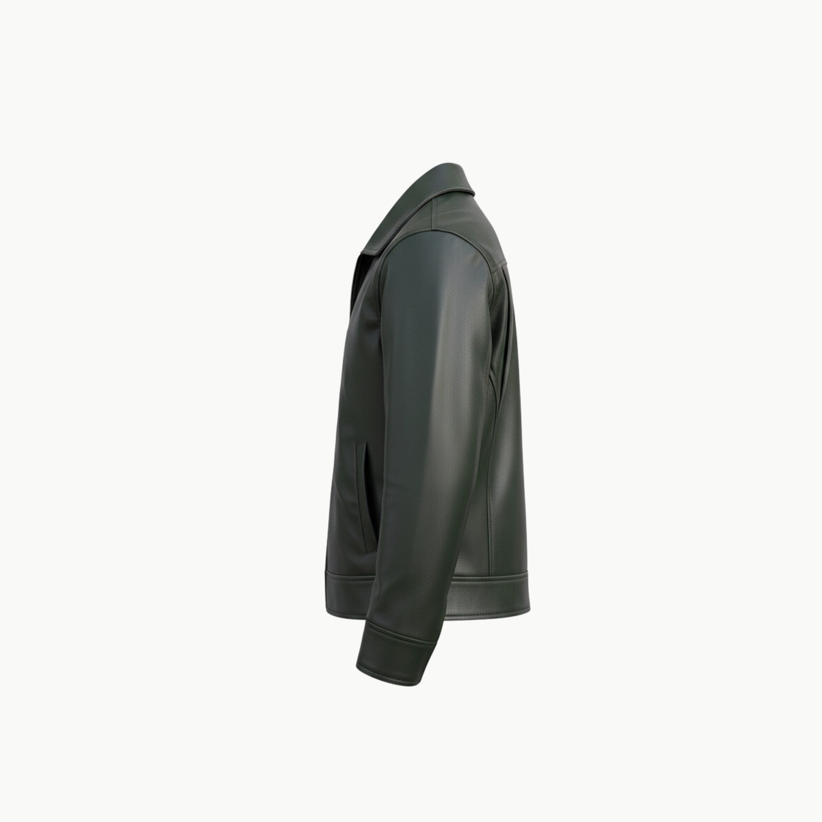 Olive Green Faux Leather Jacket