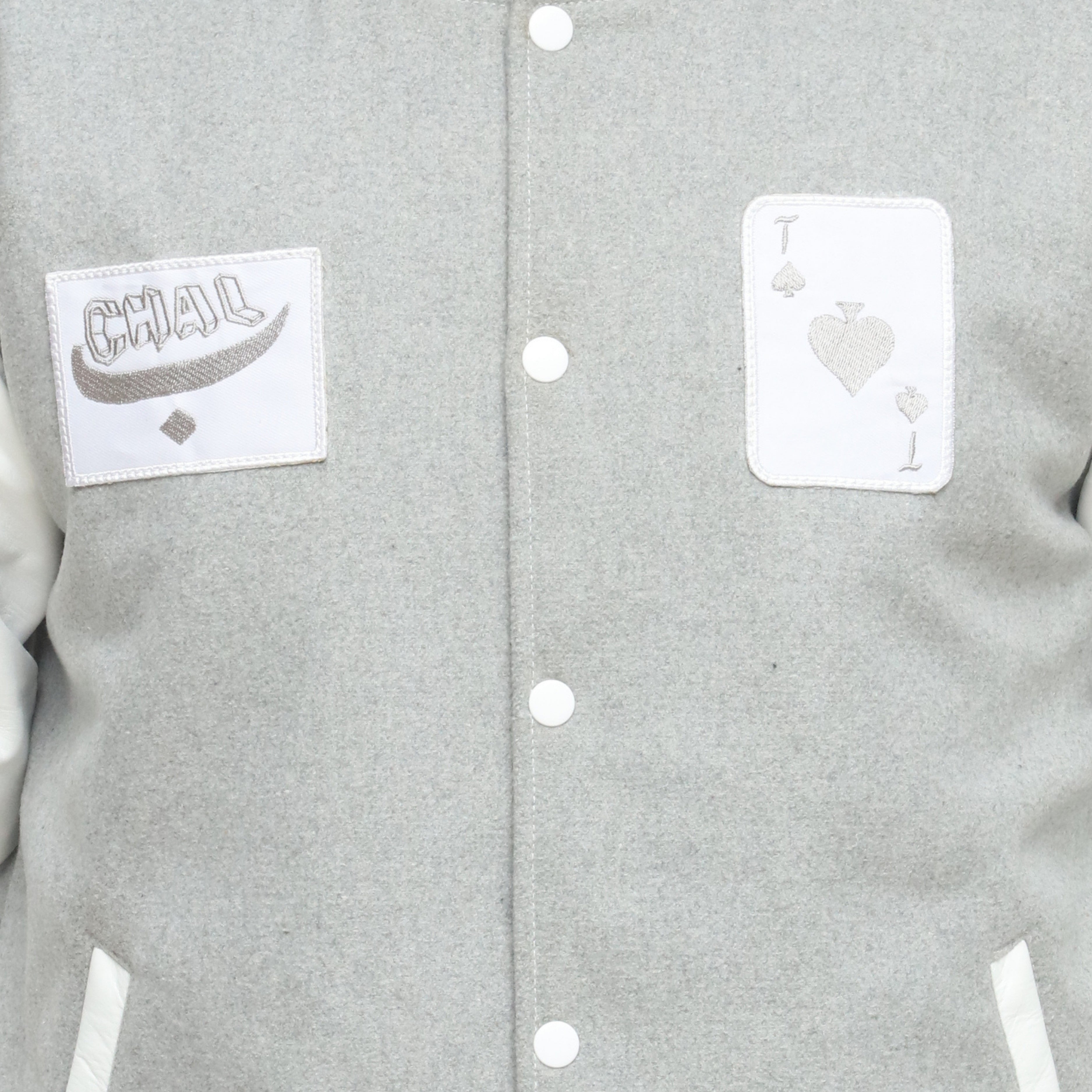 804 White And Heather Grey Letterman Jacket