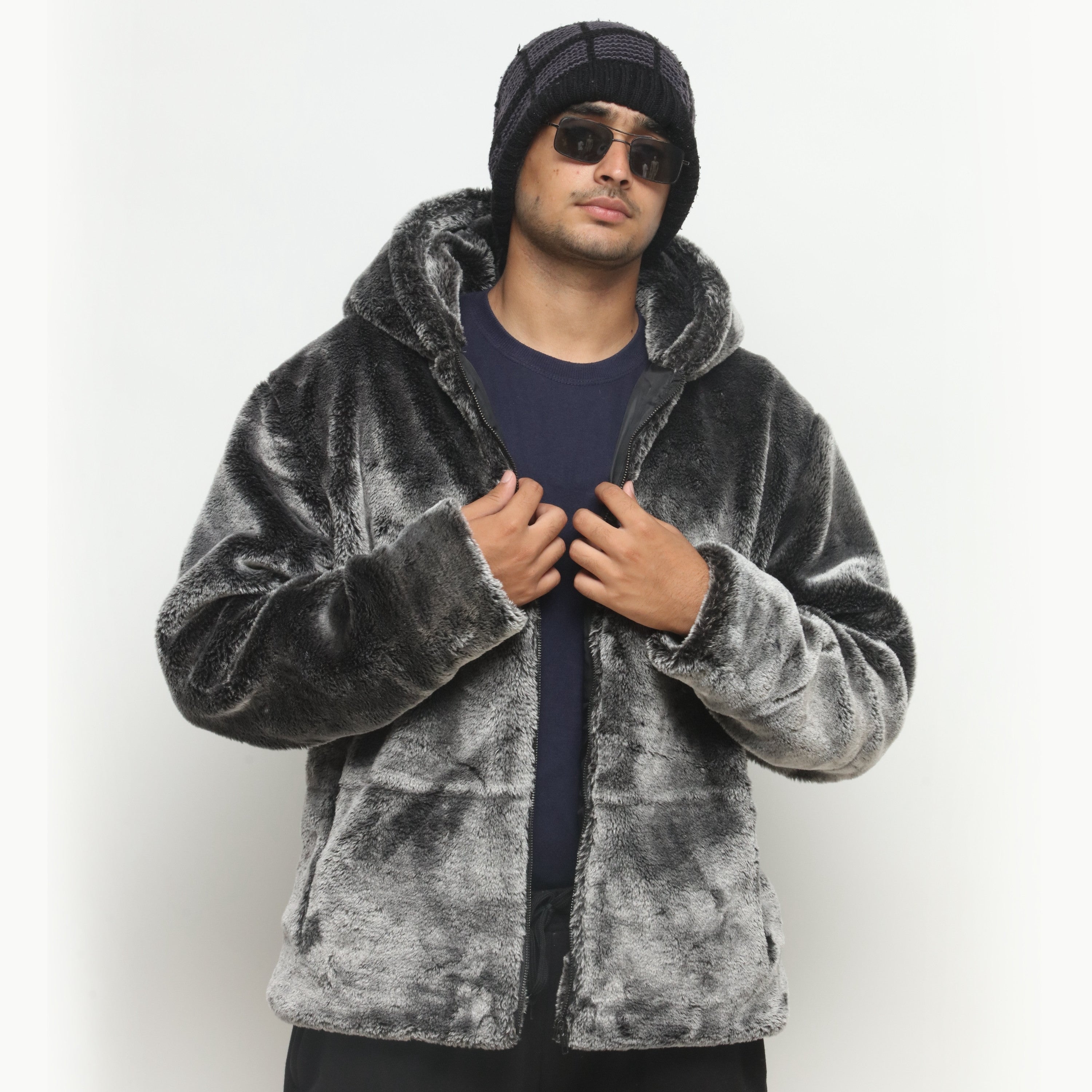 Grey Mohair Fur Jacket