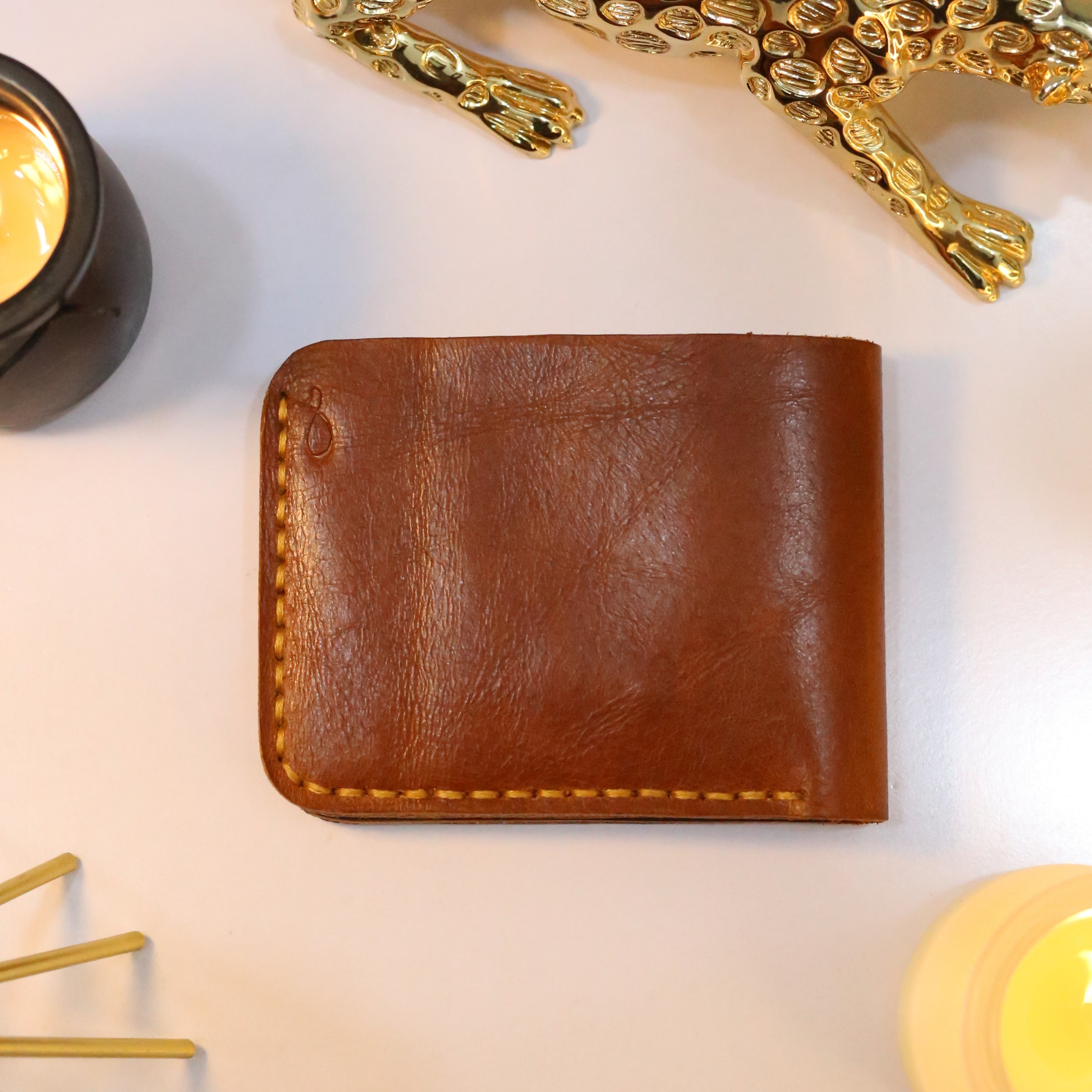 W2 Bi-Fold Handmade Leather Wallet Brown