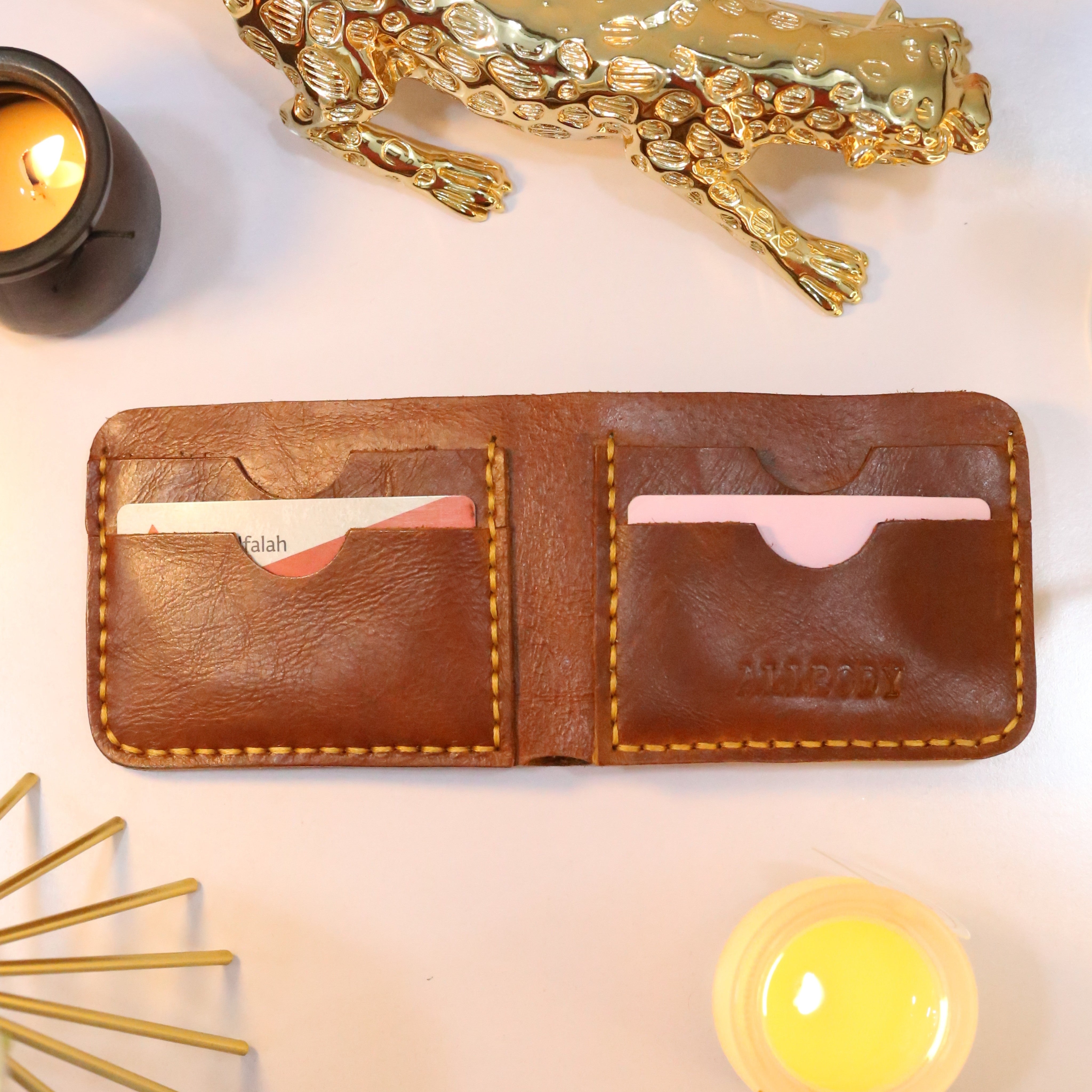 W2 Bi-Fold Handmade Leather Wallet Brown