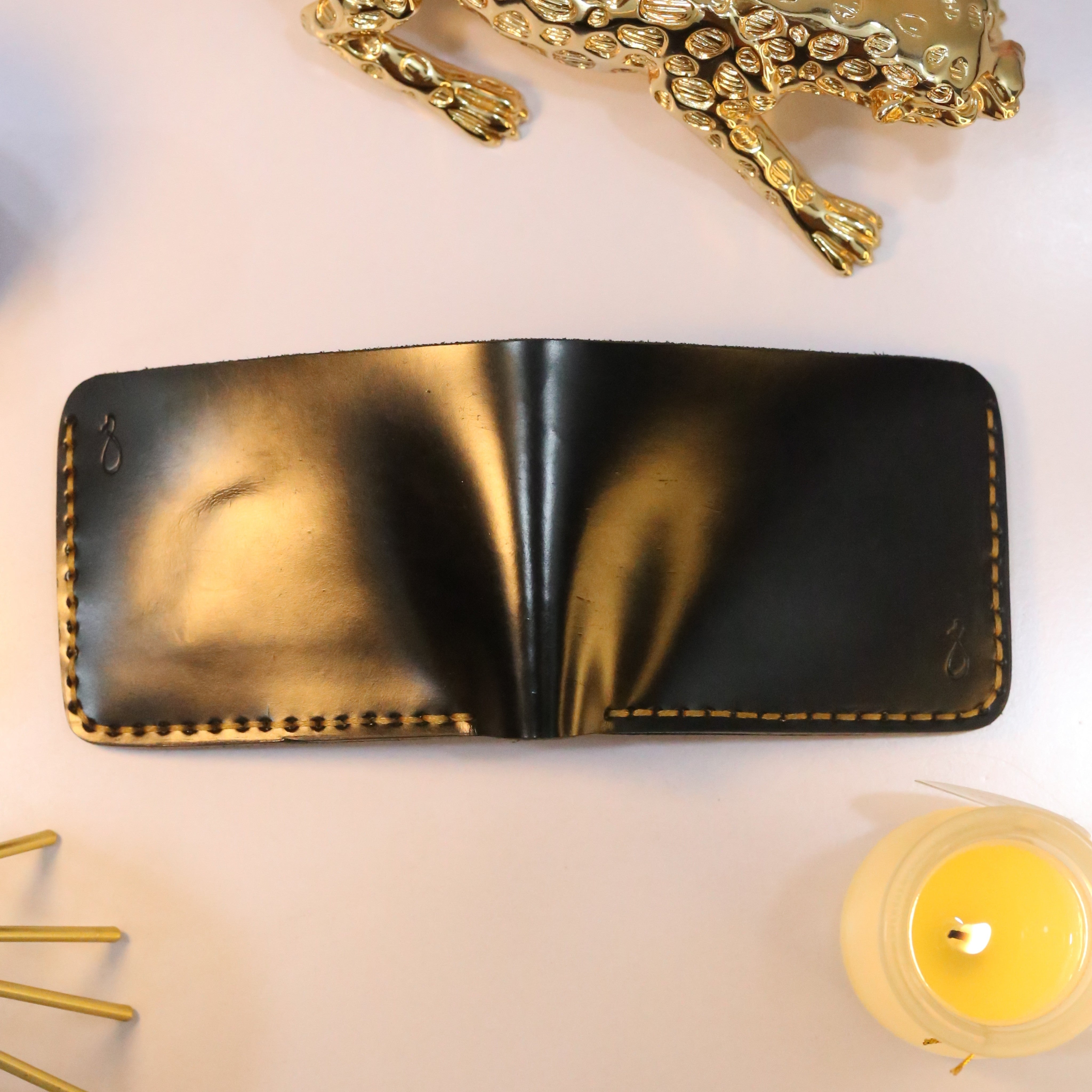 W2 Bi-Fold Handmade Leather Wallet Black