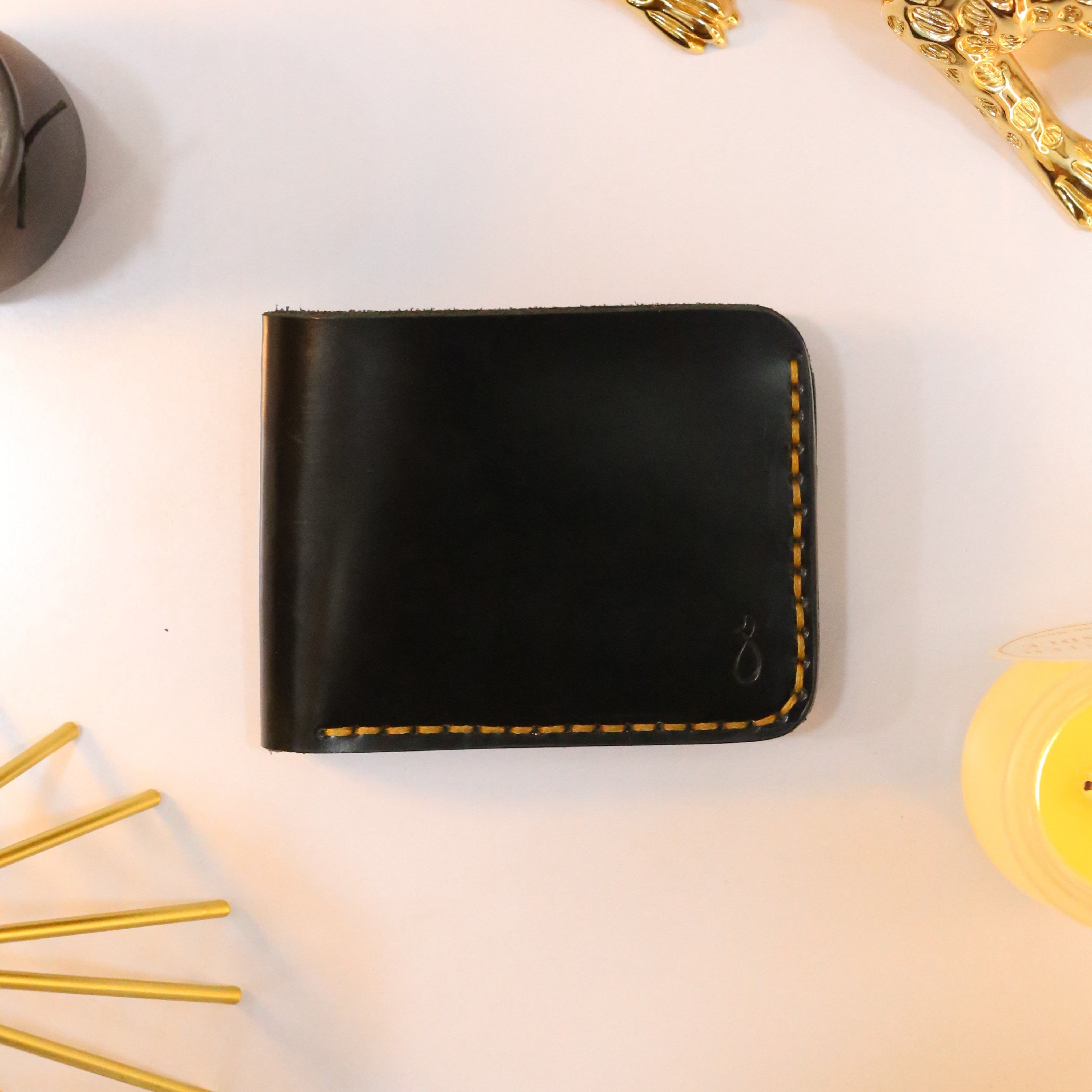 W2 Bi-Fold Handmade Leather Wallet Black